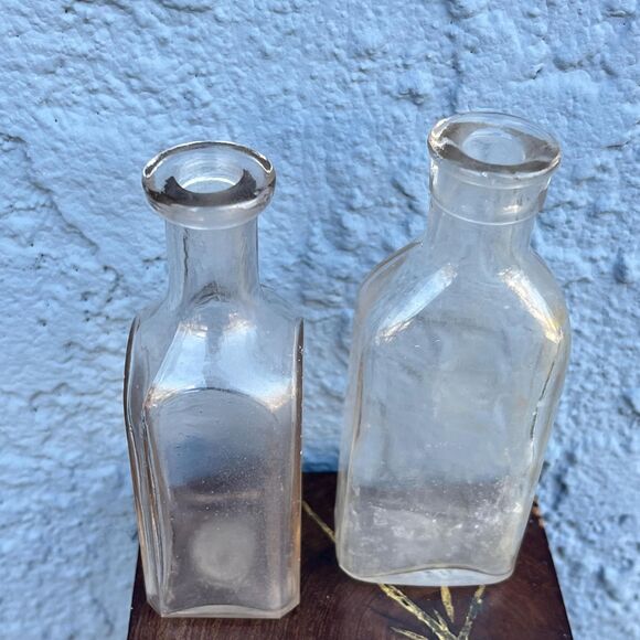 Vintage Glass Bottles Set Two Rustic Cottagecore Decor Vases - Picture 6 of 10